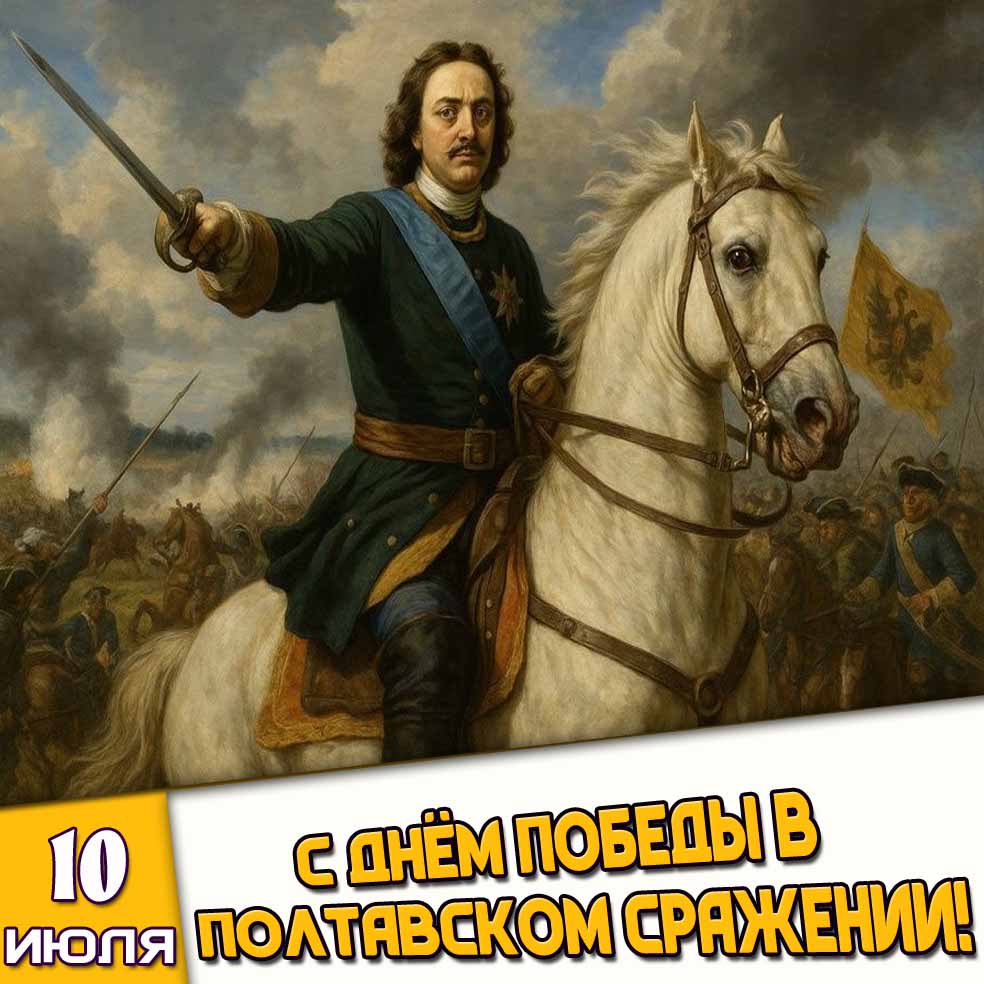 Открытка 10 июля - с днём победы в Полтавском сражении!