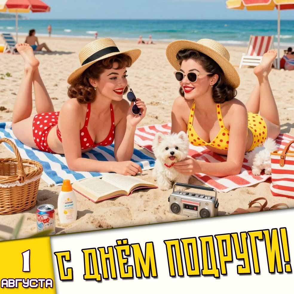 Летняя открытка 1 августа - с днём подруги!