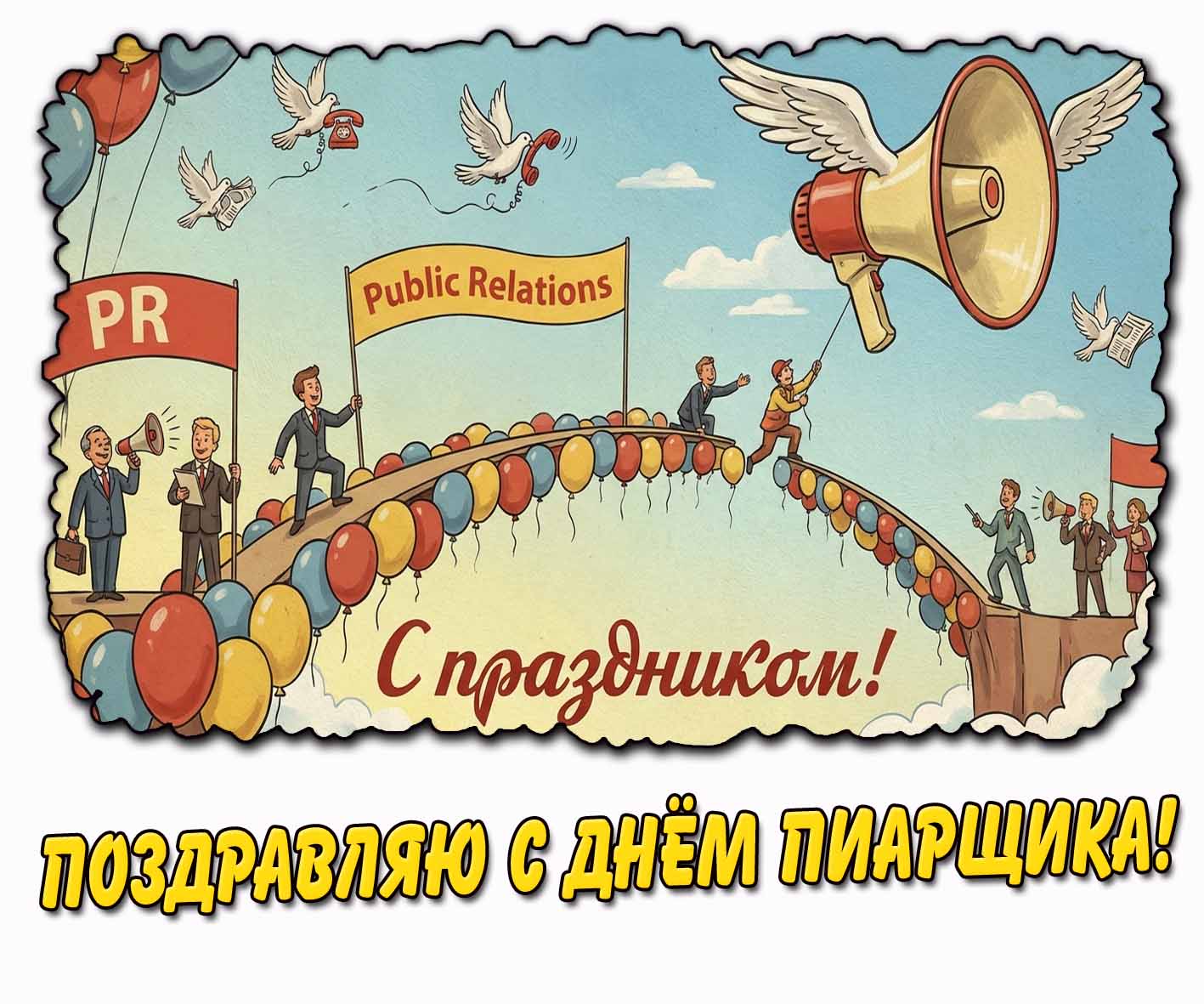 Креативная открытка "Поздравляю с днём пиарщика! С праздником!"