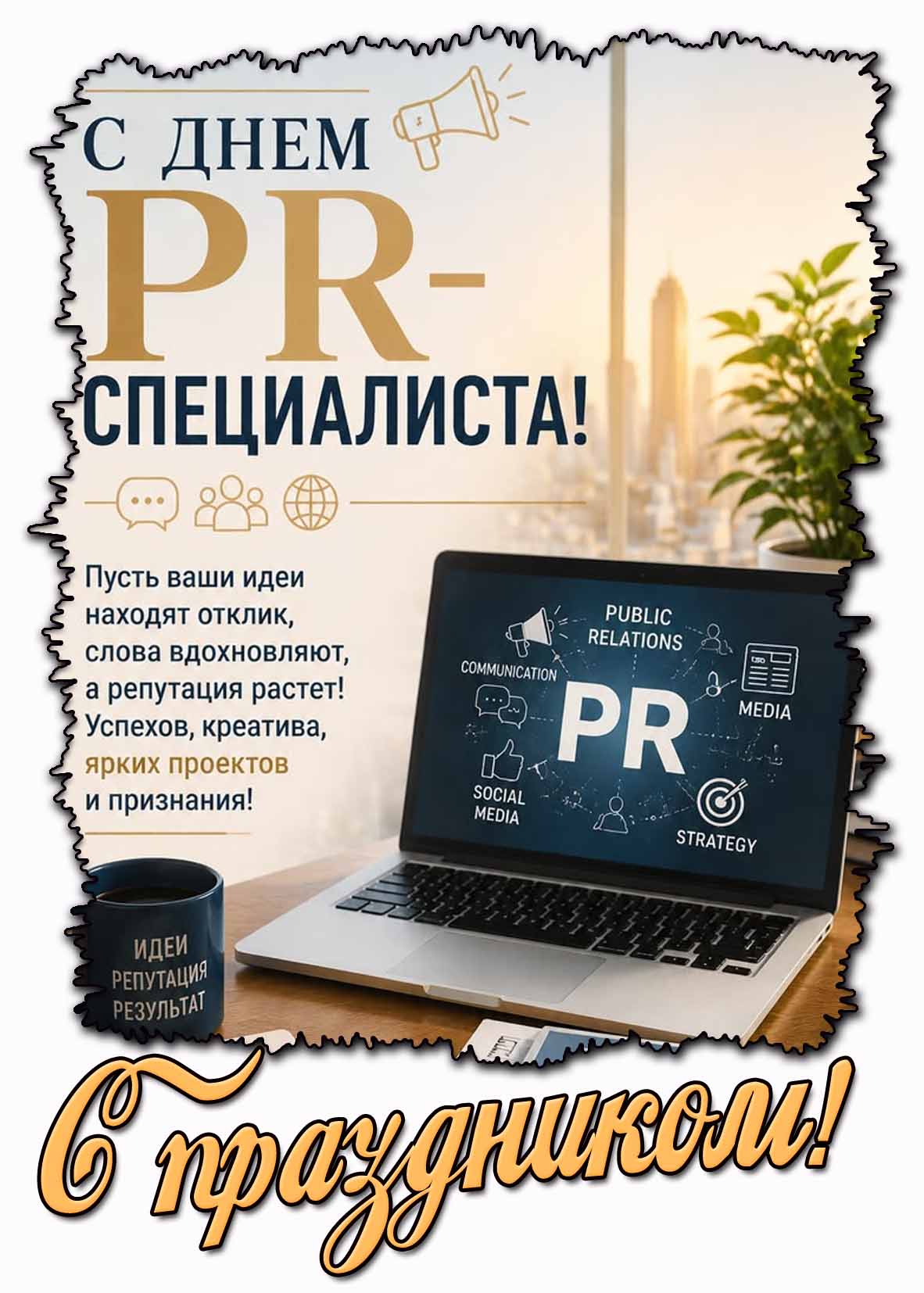 Поздравительная открытка PR-специалиста! С праздником!
