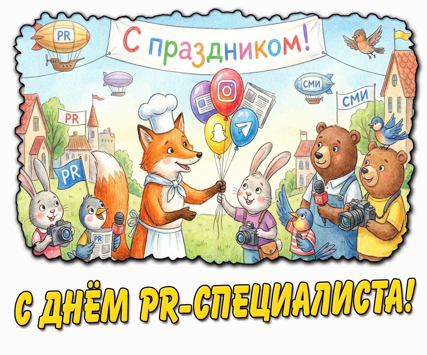 Детская картинка "С днём PR-специалиста! С праздником!"