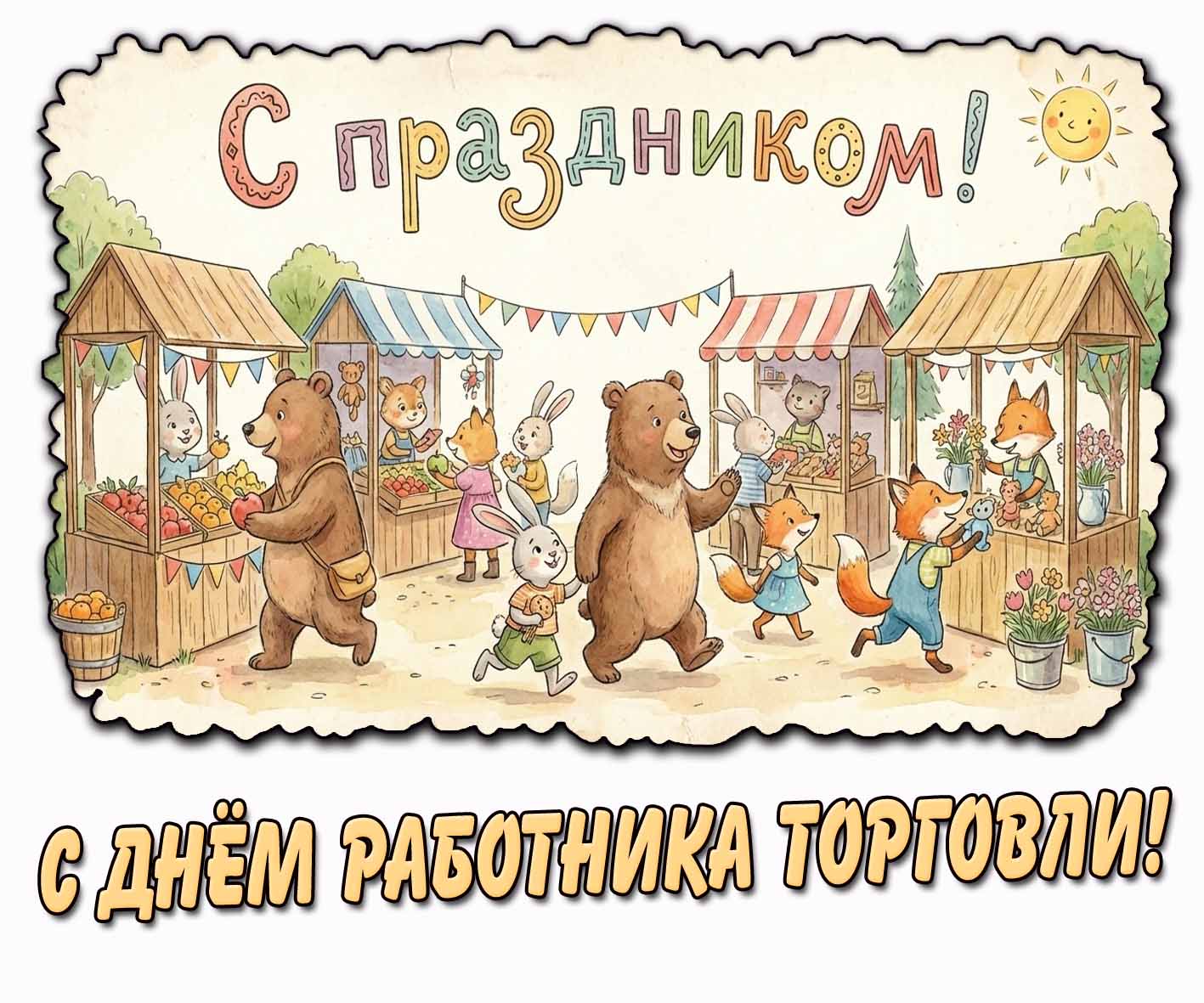 Детская картинка "С днём работника торговли! С праздником!"