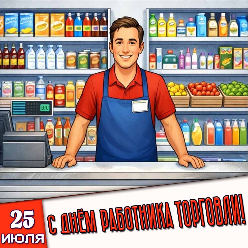 Открытка 25 июля - с днём работника торговли!