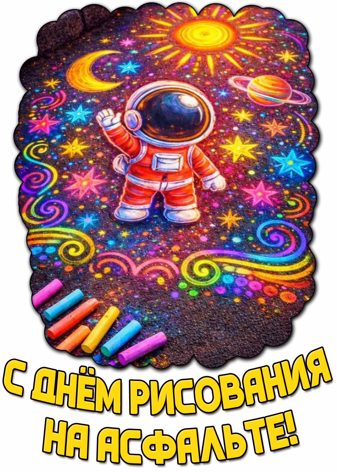 Красивая картинка с днём рисования на асфальте