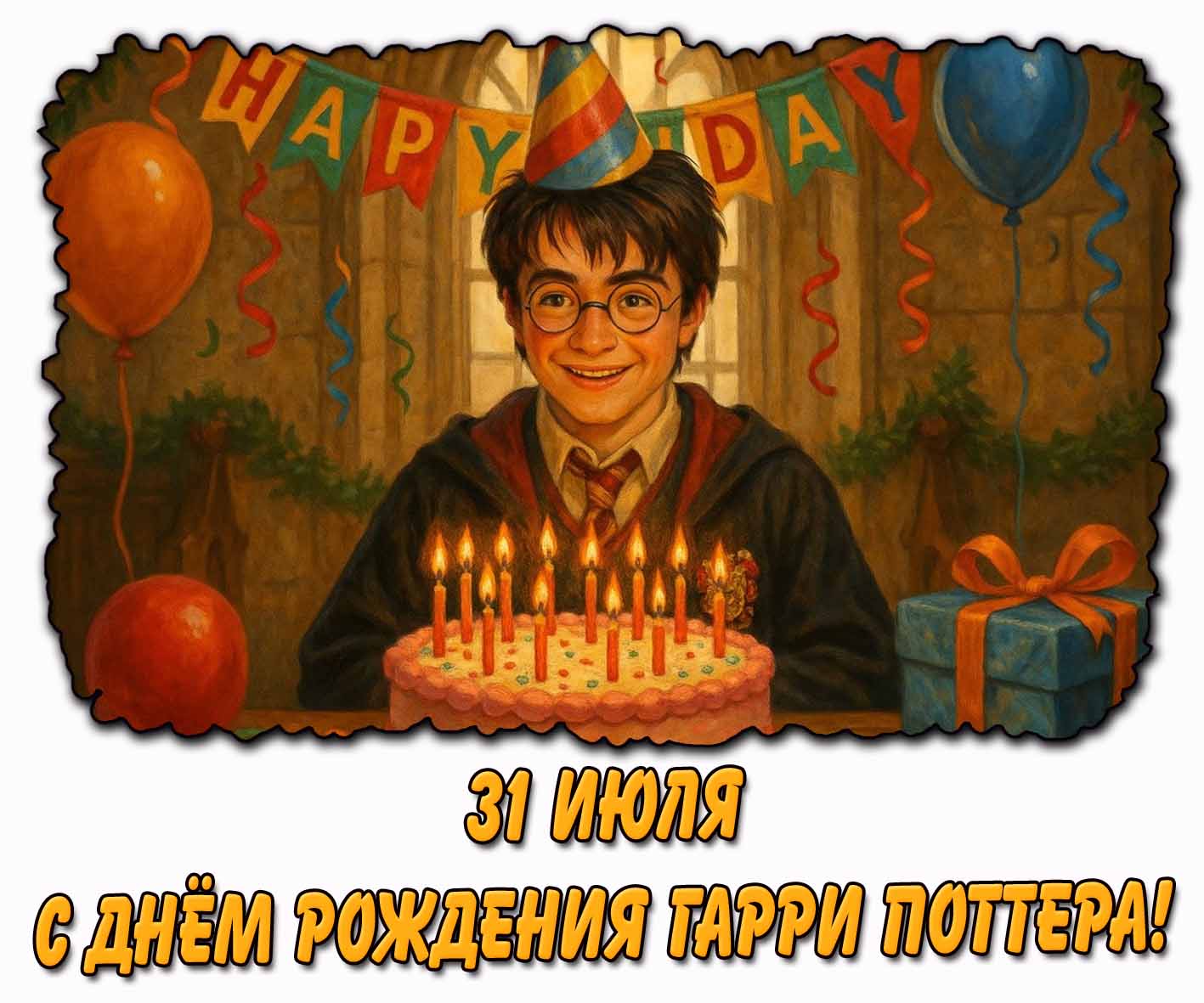 С днём рождения Гарри Поттера! - красивая открытка на 31 июля