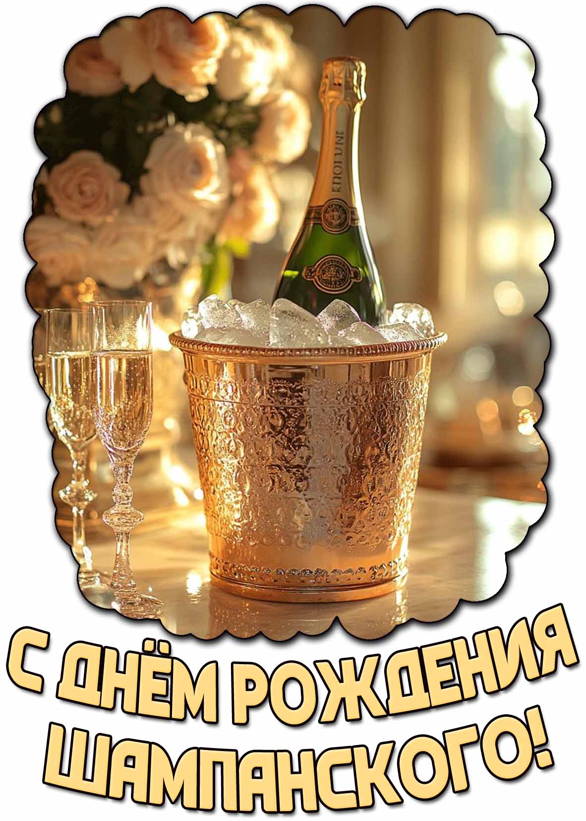 Красивая картинка с днём рождения шампанского