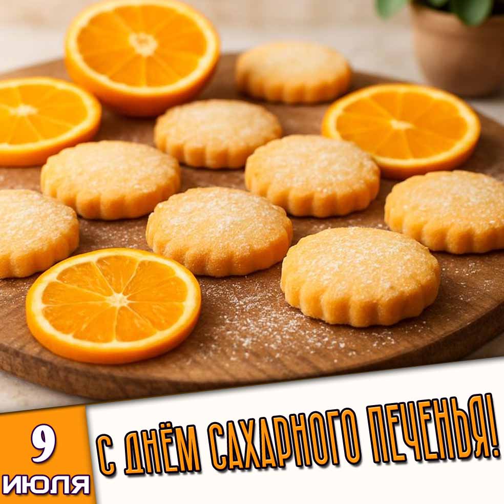 Открытка 9 июля - с днём сахарного печенья!