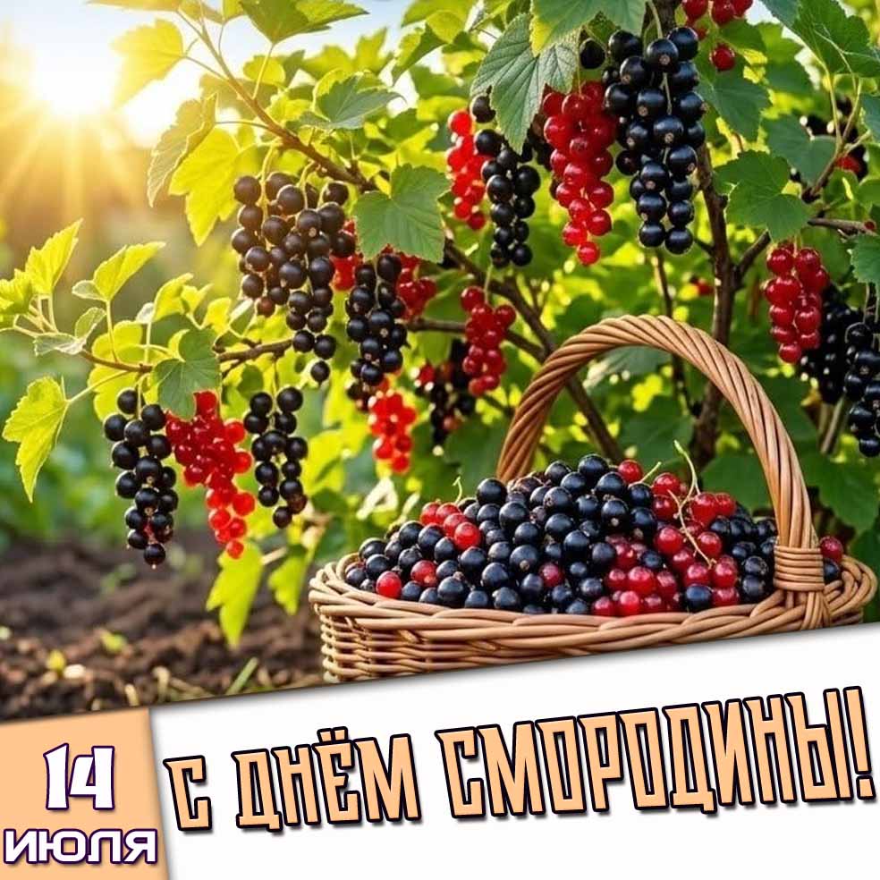 Открытка 14 июля - с днём смородины!