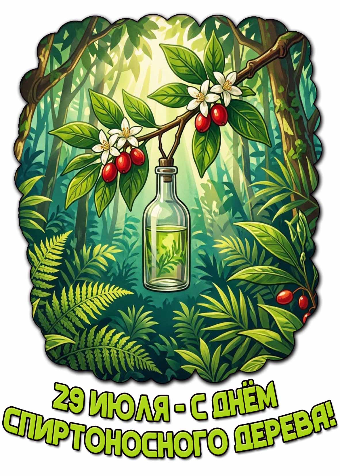 Красивая открытка с днём спиртоносного дерева