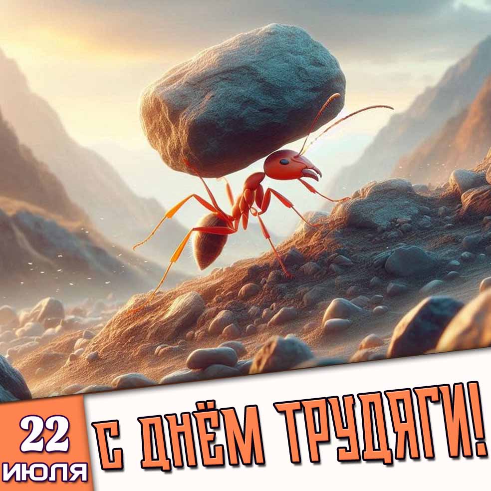 Открытка 22 июля - с днём трудяги!