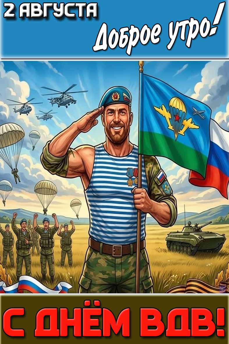 Картинка "2 августа доброе утро! С днём ВДВ!"