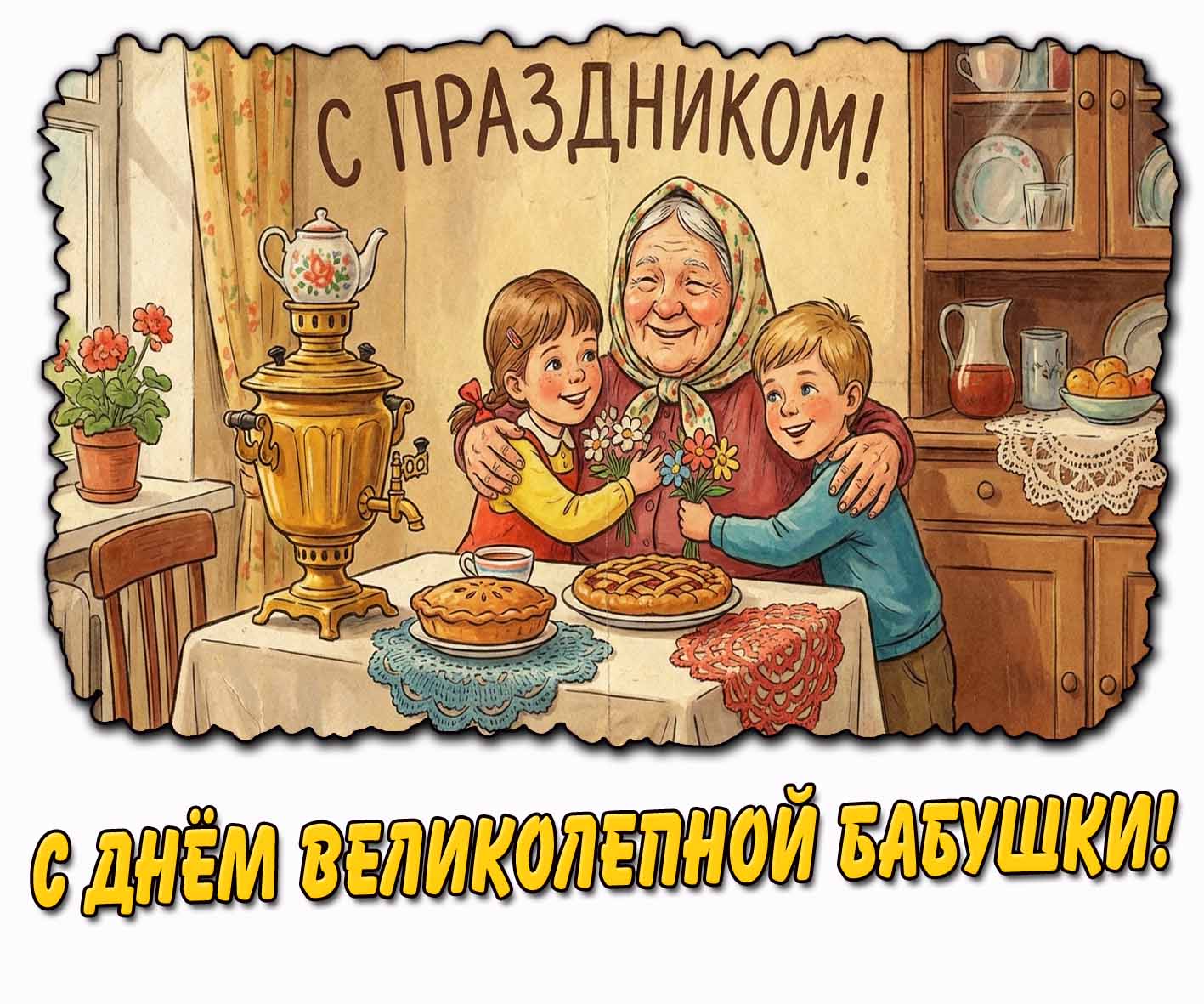Трогательная открытка "С днём великолепной бабушки! С праздником!"