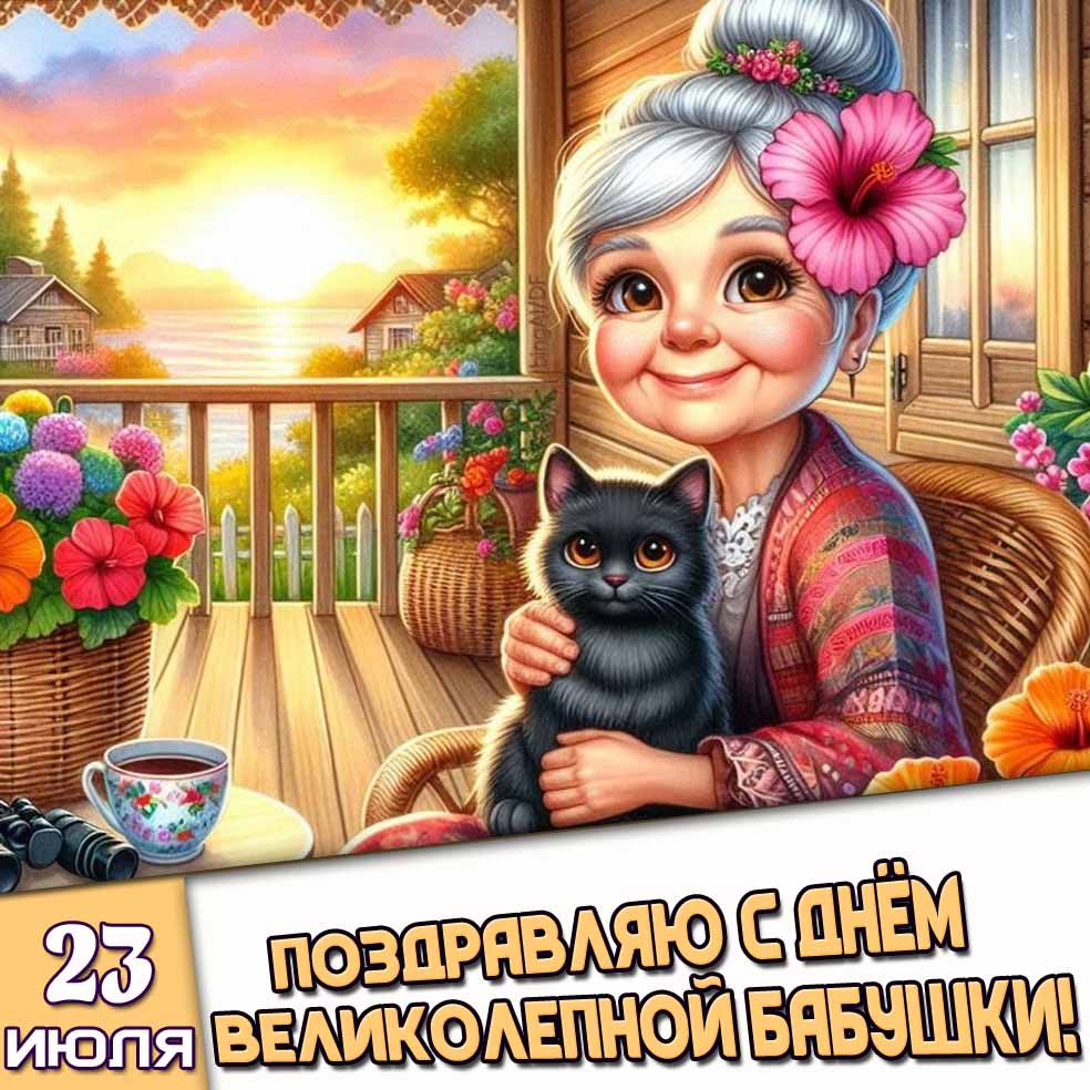 Открытка 23 июля - Поздравляю с днём великолепной бабушки