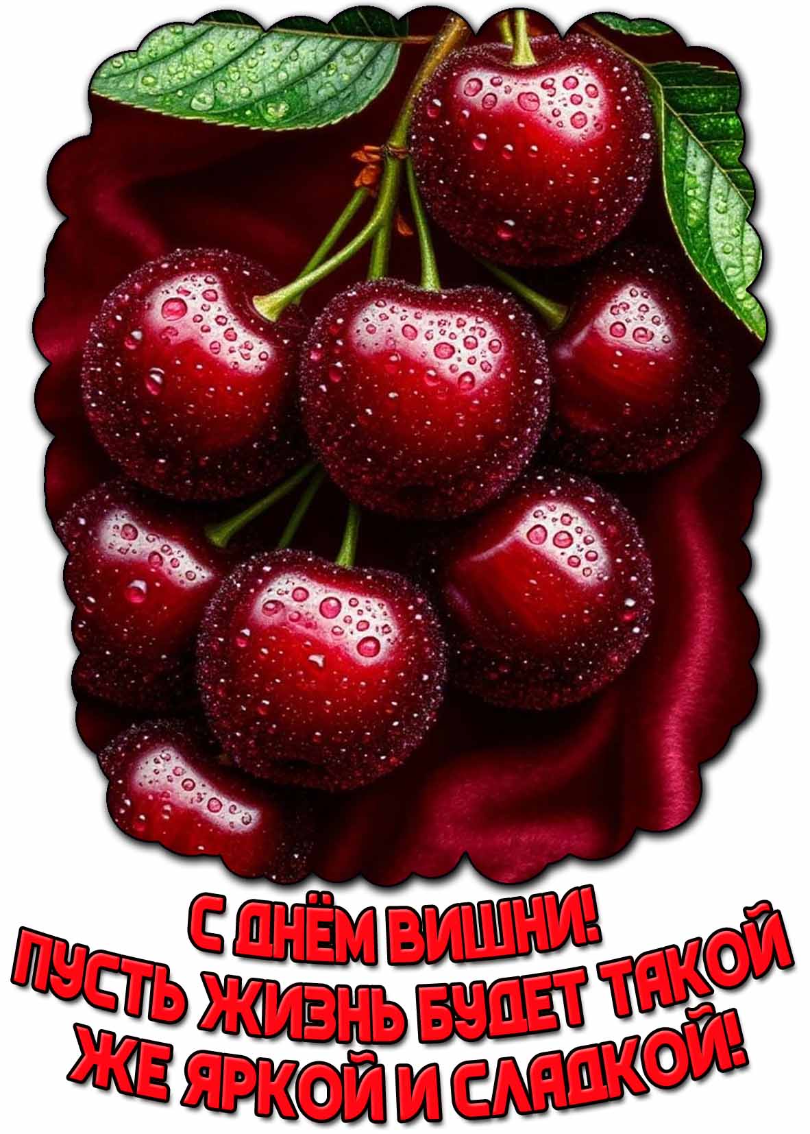 Открытка "С днём вишни! Пусть жизнь будет такой же яркой и сладкой!"
