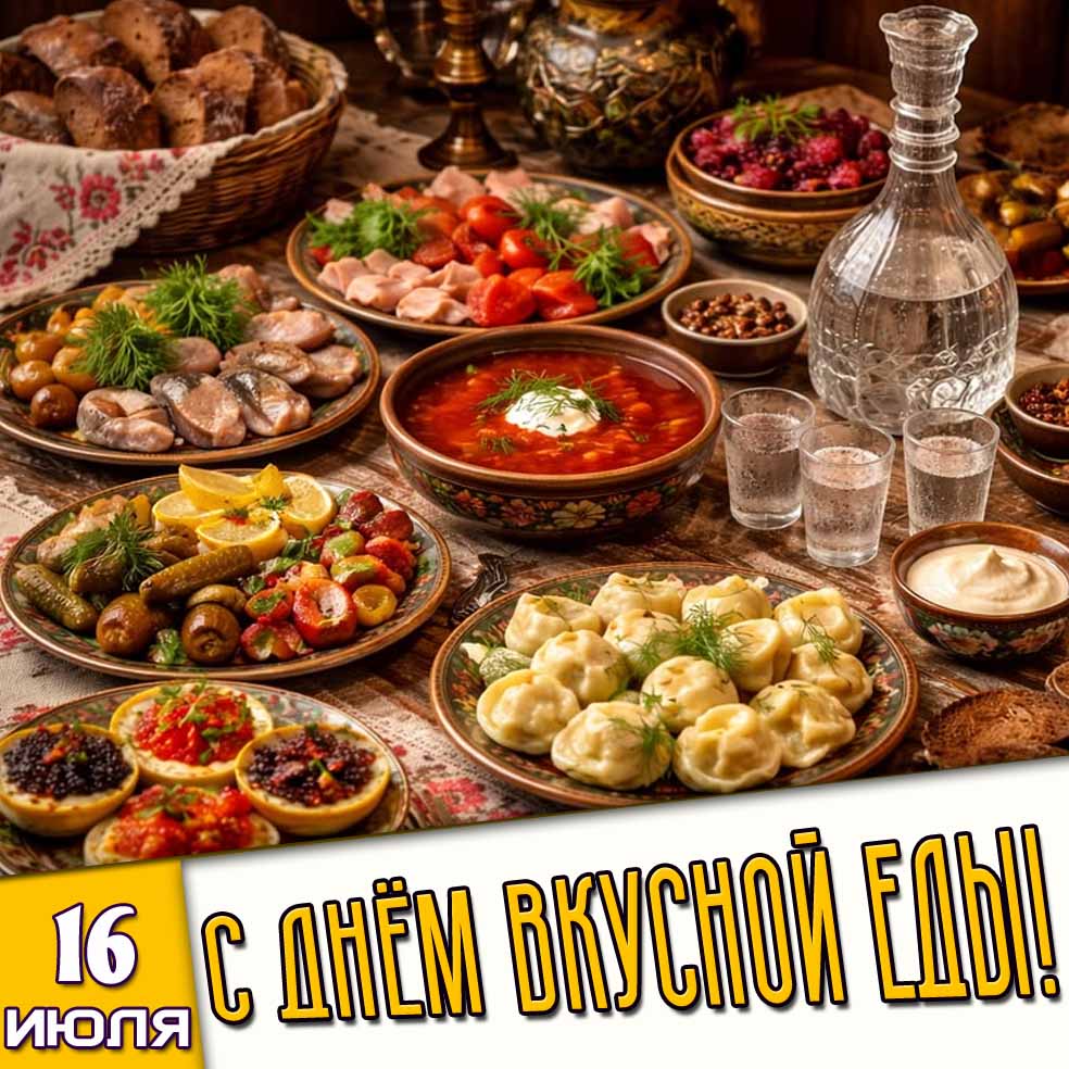Открытка 16 июля - с днём вкусной еды!