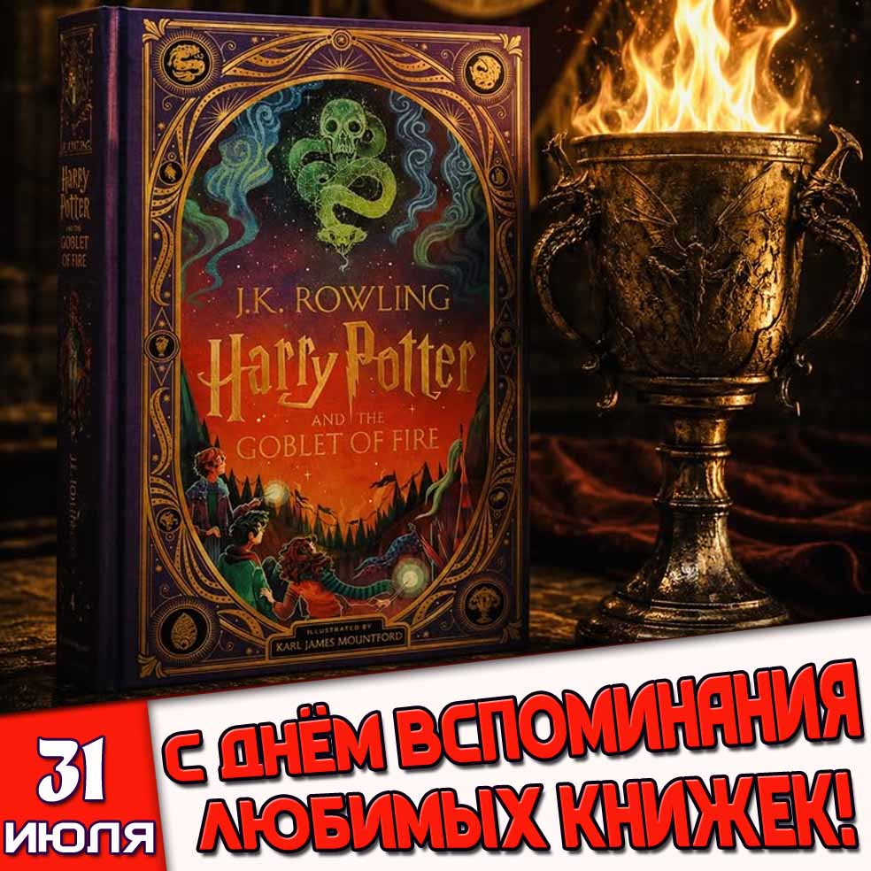 Открытка 31 июля - с днём вспоминания любимых книжек!