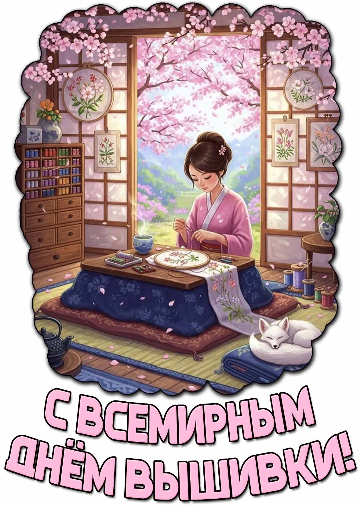 Картинка с Всемирным днём вышивки
