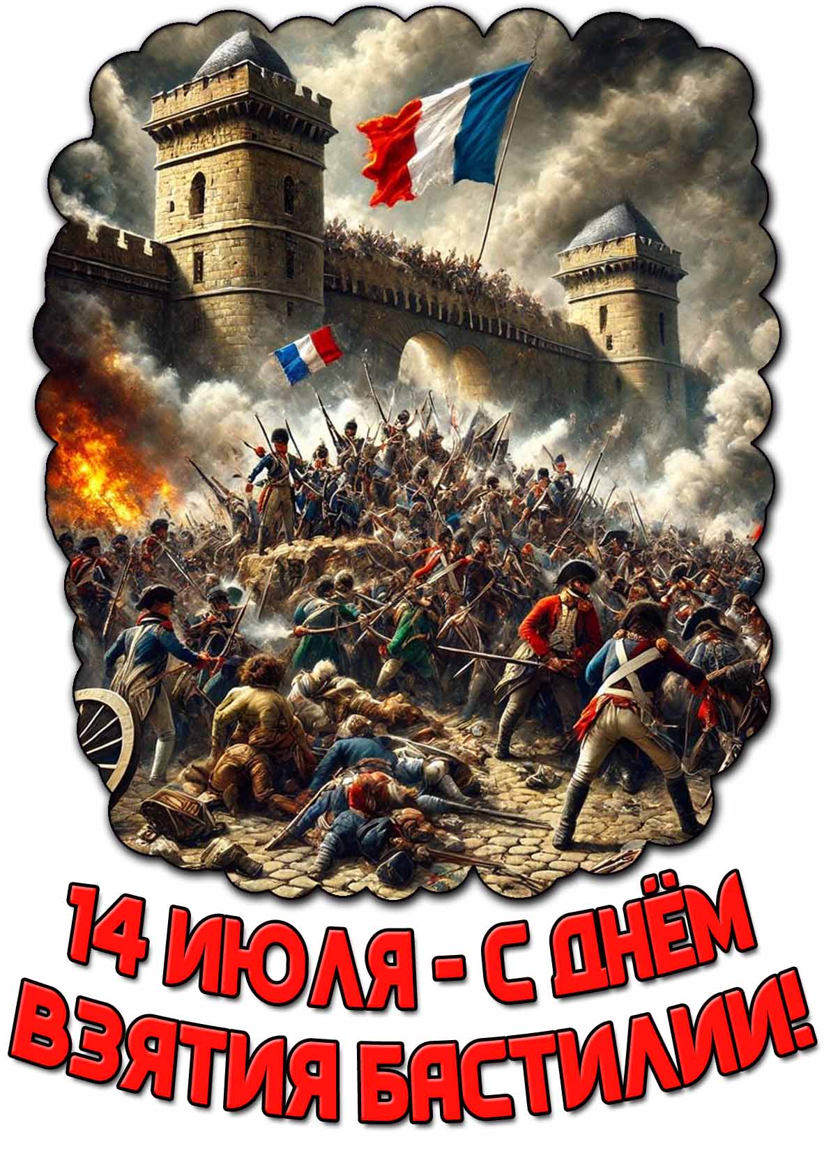 Картинка с днём взятия Бастилии - 14 июля