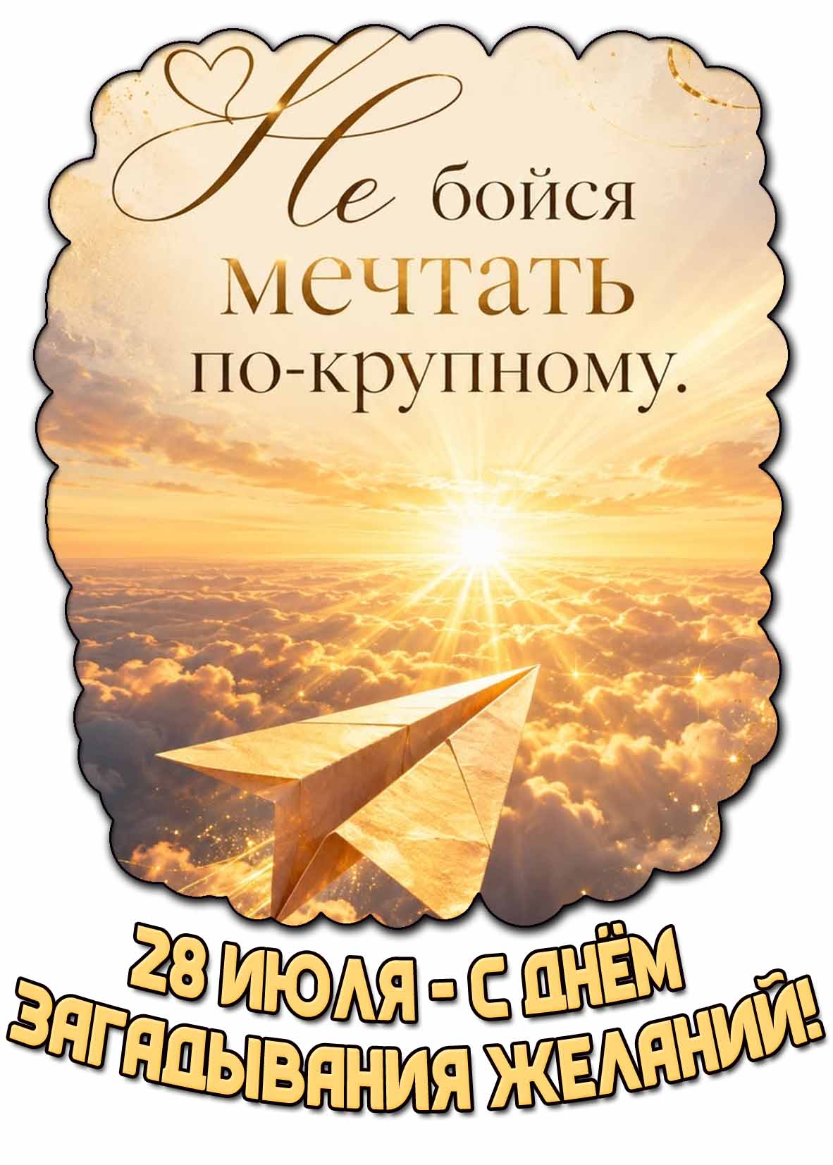 Картинка "С днём загадывания желаний! Не бойся мечтать по-крупному!" - 28 июля