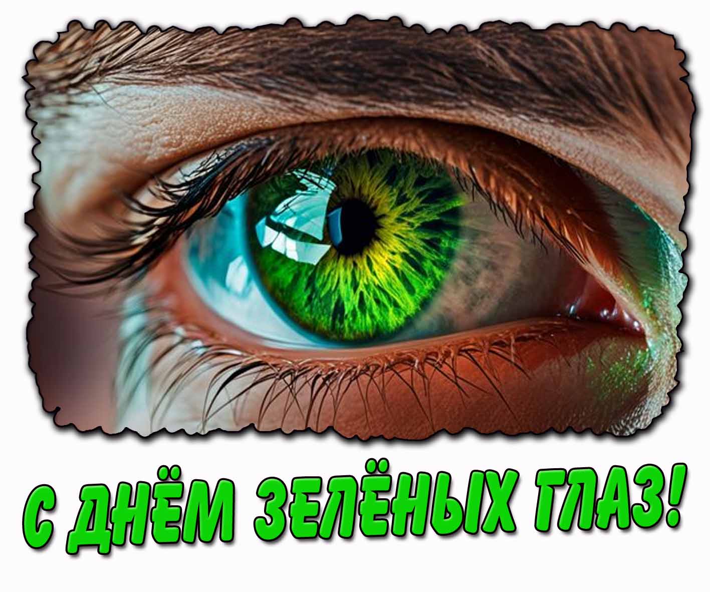 С днём зелёных глаз! - красивая открытка