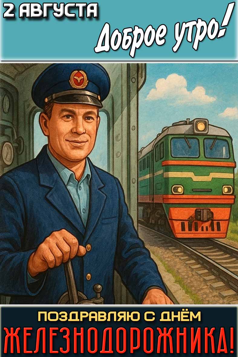 Картинка "2 августа доброе утро! Поздравляю с днём железнодорожника!"