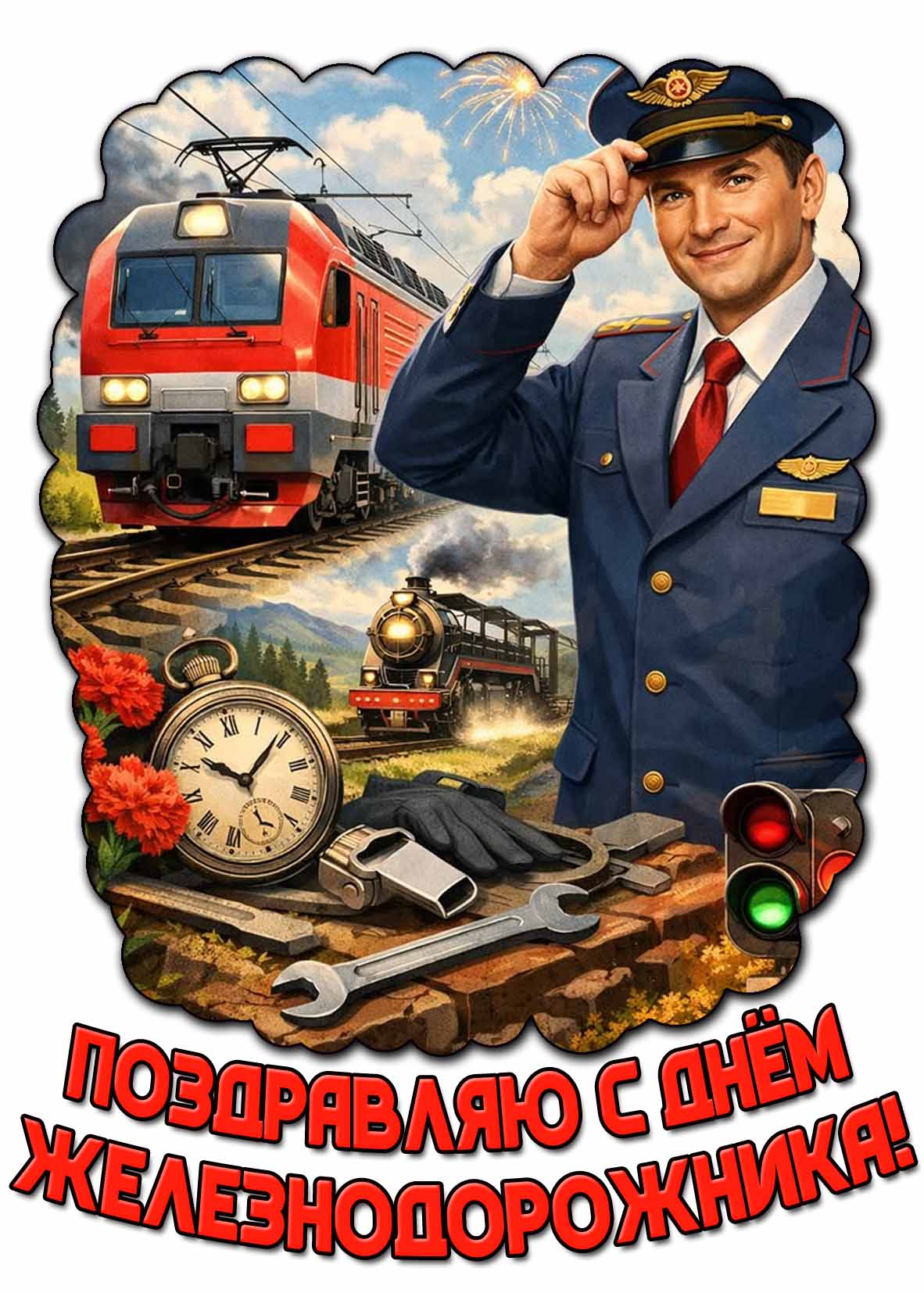 Красивая картинка "Поздравляю с днём железнодорожника!"