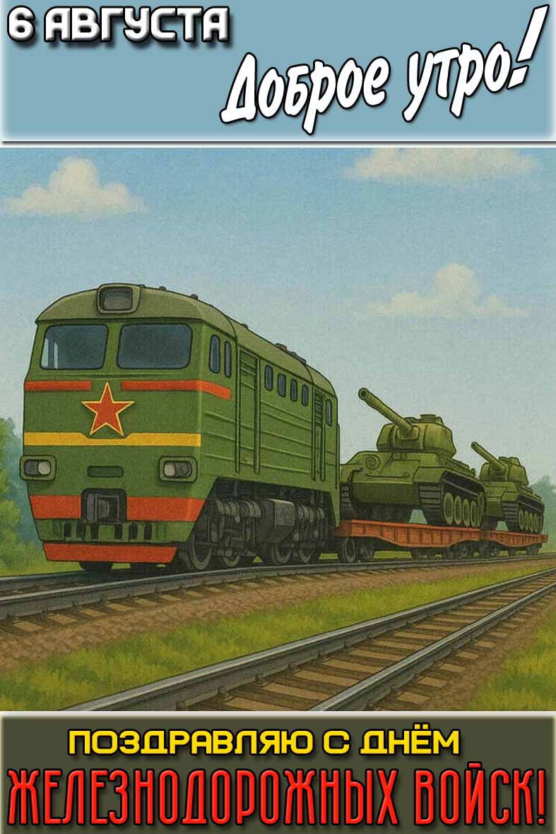 Картинка "6 августа доброе утро! Поздравляю с днём железнодорожных войск!"