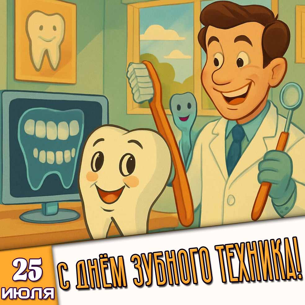 Прикольная картинка 25 июля - с днём зубного техника!