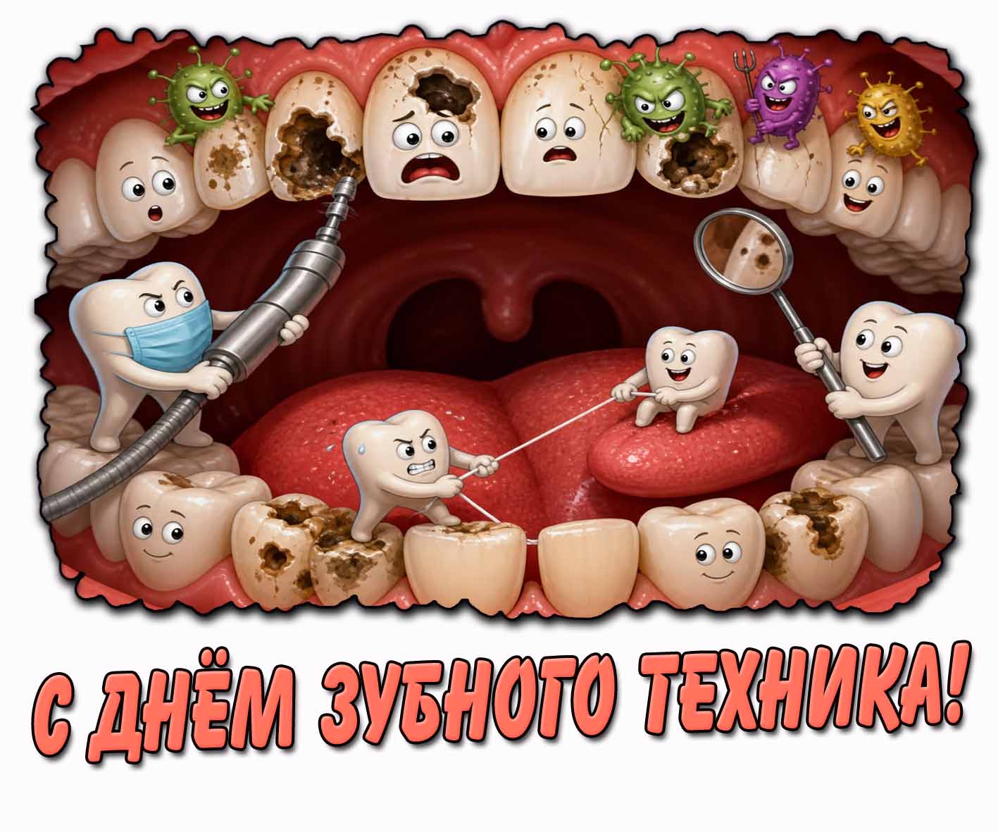С днём зубного техника! - прикольная открытка