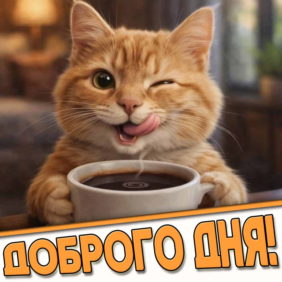 Доброго дня! - прикольная картинка с котом