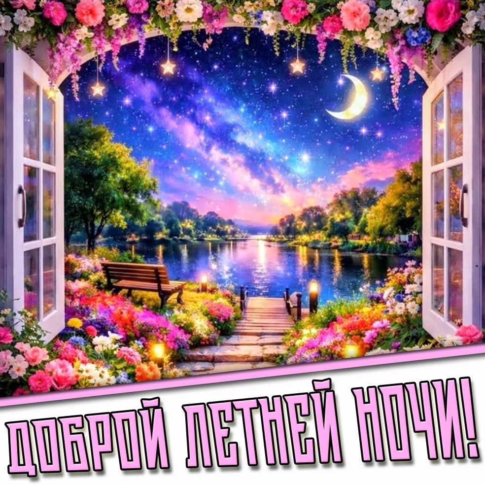 Доброй летней ночи! - красивая картинка с цветами