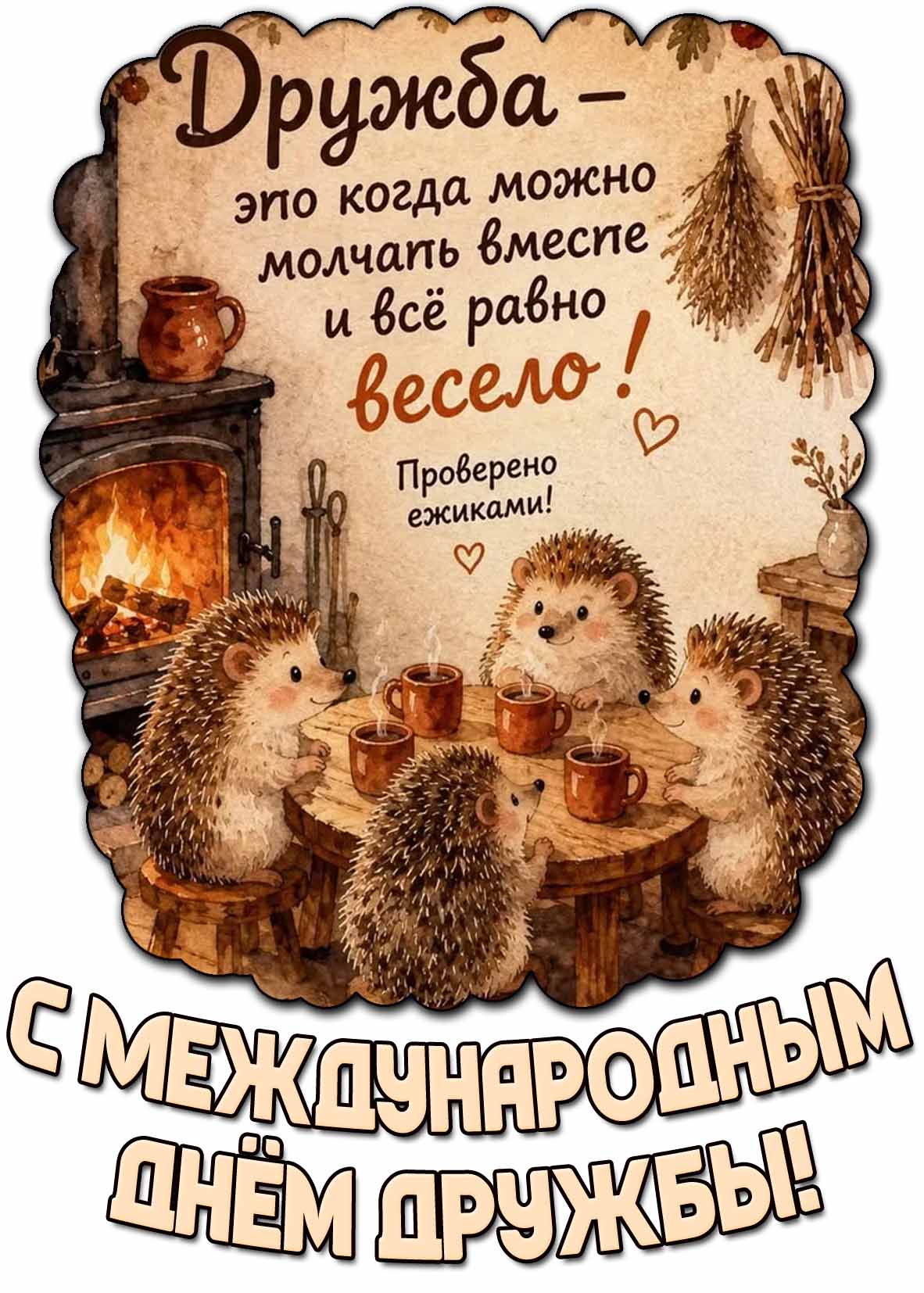 Душевная картинка "С Международным днём дружбы! Дружба - это когда можно молчать вместе и всё равно весело!"