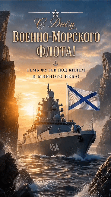 Гифка "С днём Военно-Морского Флота! Семь футов под килем и мирного неба!"
