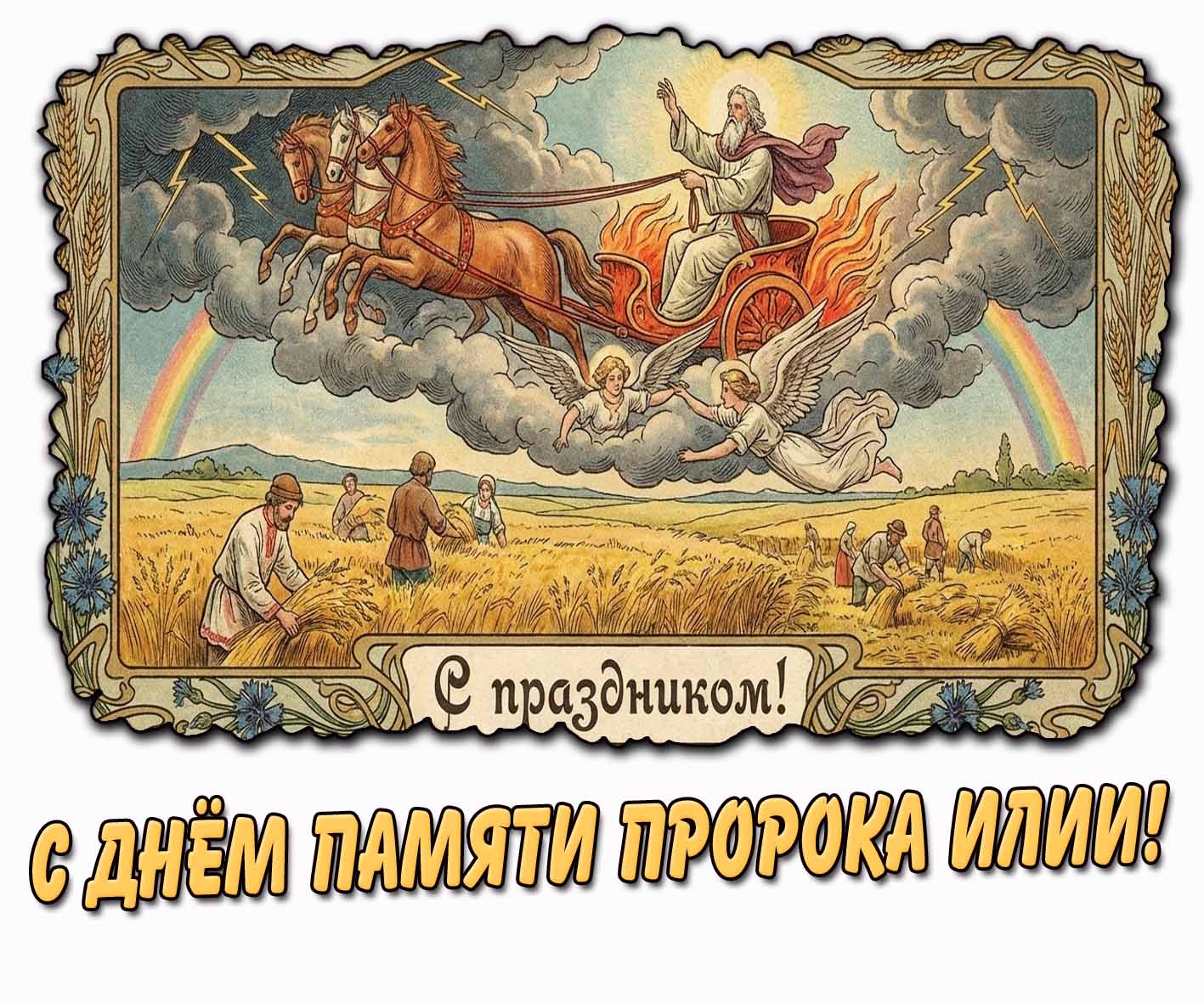 Красивая открытка "С днём памяти пророка Илии! С праздником!"