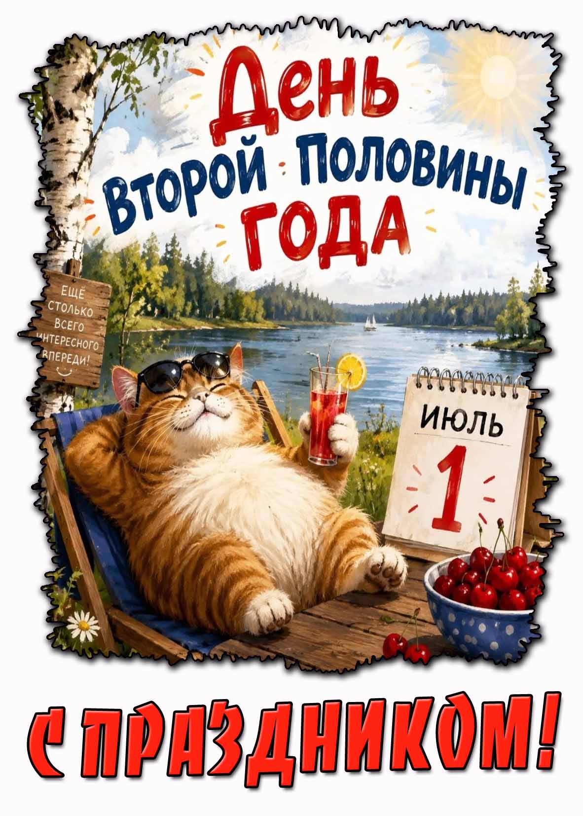 Прикольная картинка 1 июля - день второй половины года! С праздником!
