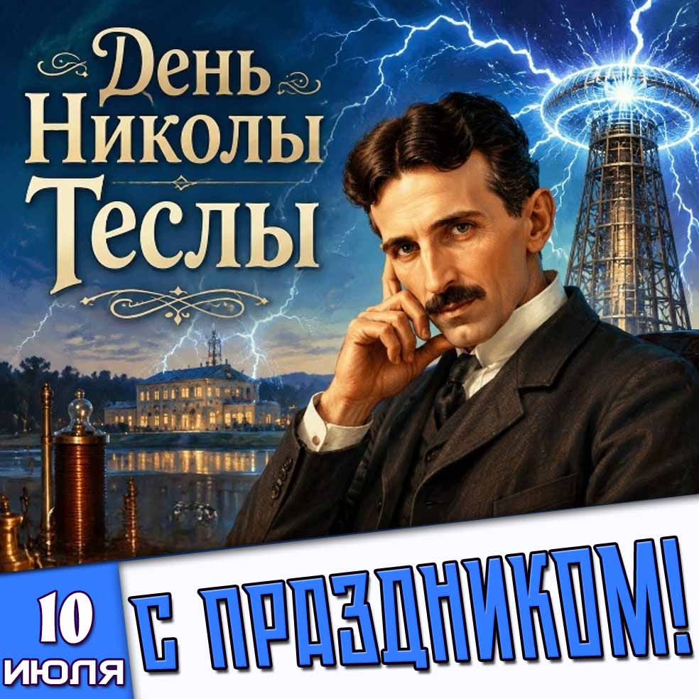 Картинка 10 июля - день Никола Теслы! С праздником!