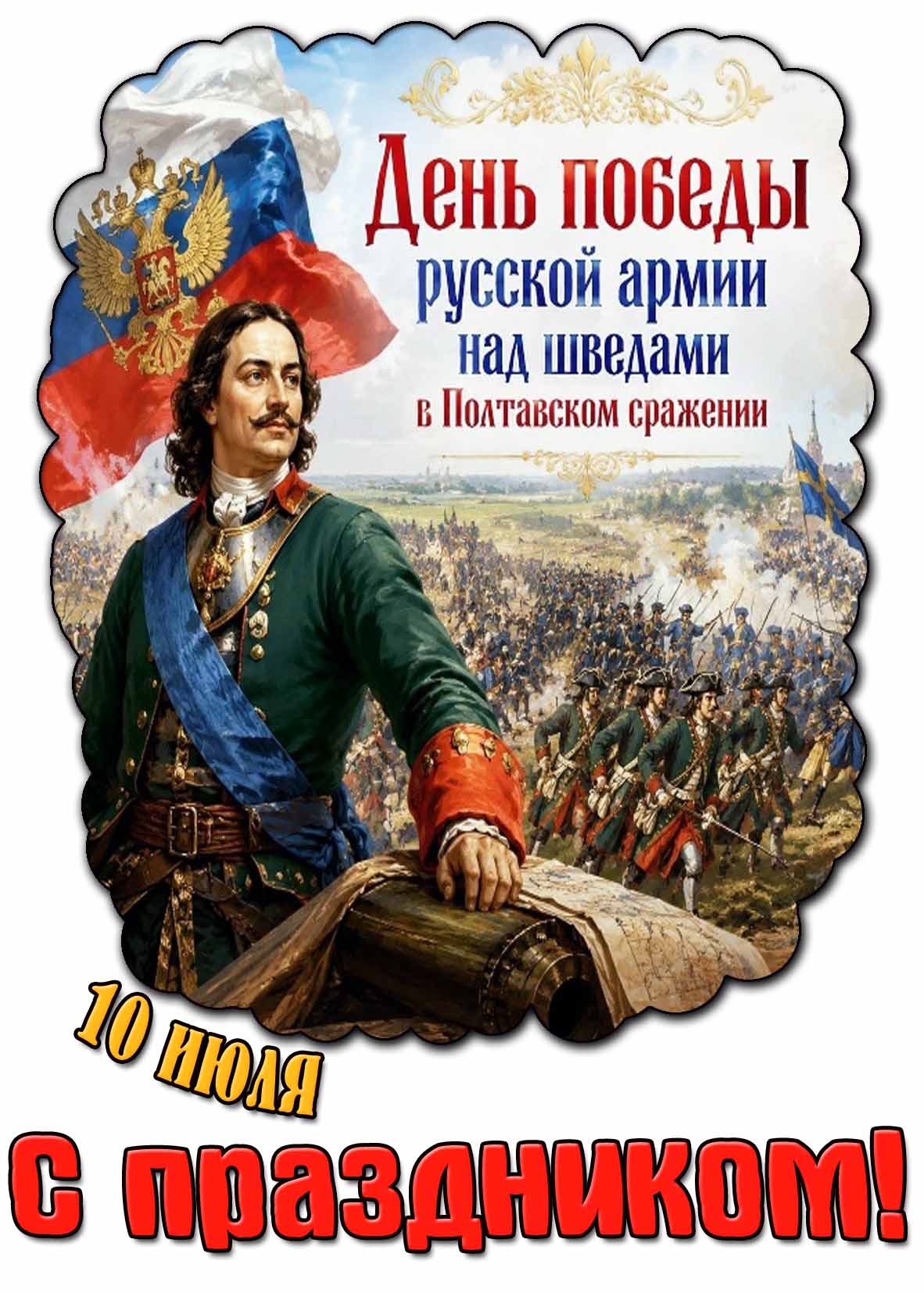 Картинка 10 июля - день победы русской армии на шведами в Полтавском сражении! С праздником!