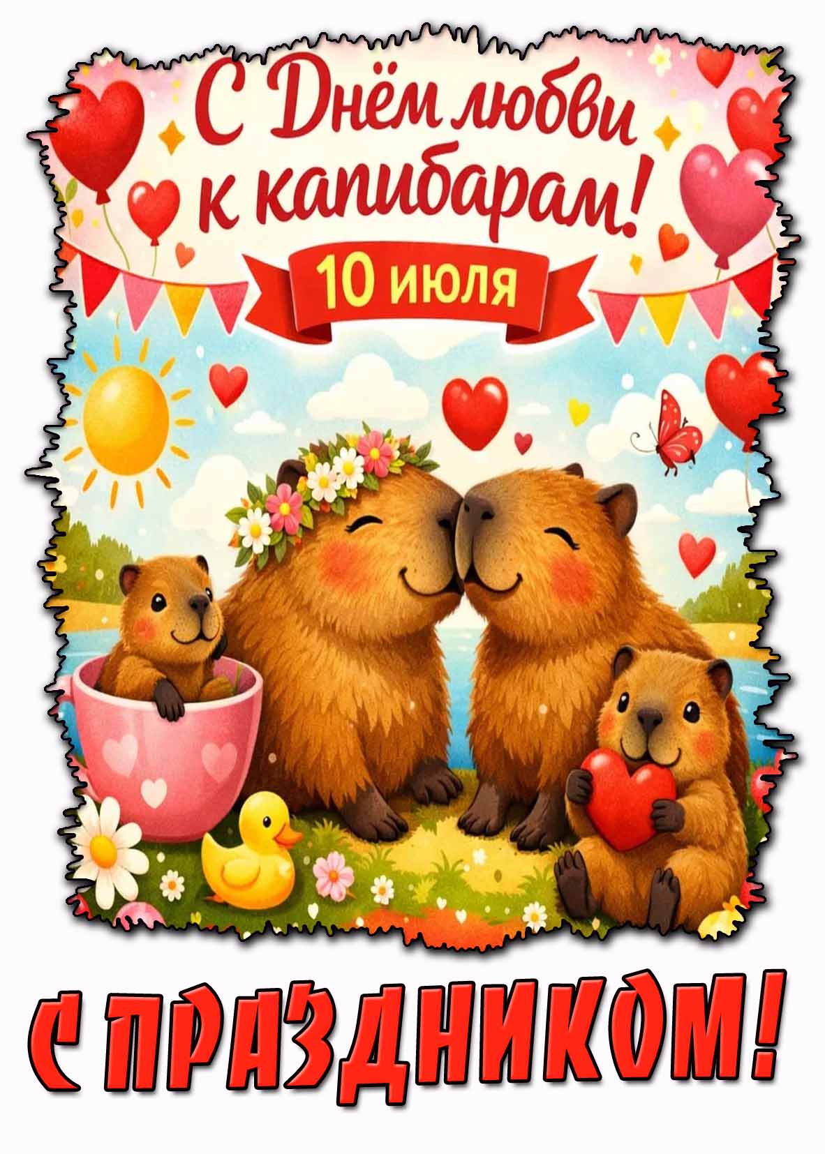 Картинка 10 июля - с днём любви к капибарам! С праздником!