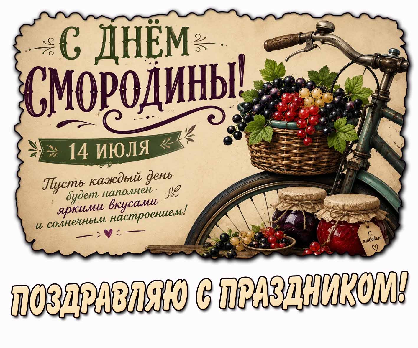 Картинка 14 июля - с днём смородины! Поздравляю с праздником!