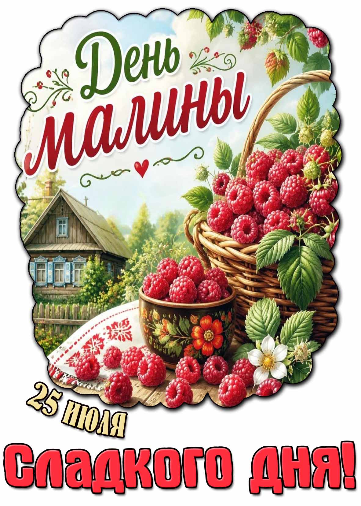 Картинка 25 июля - день малины! Сладкого дня!