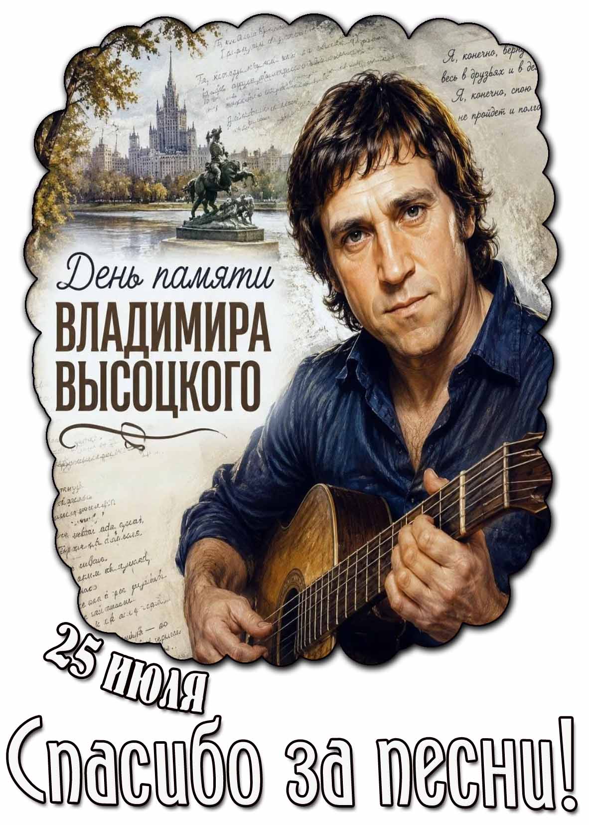 Картинка 25 июля - день памяти Владимира Высоцкого! Спасибо за песни!
