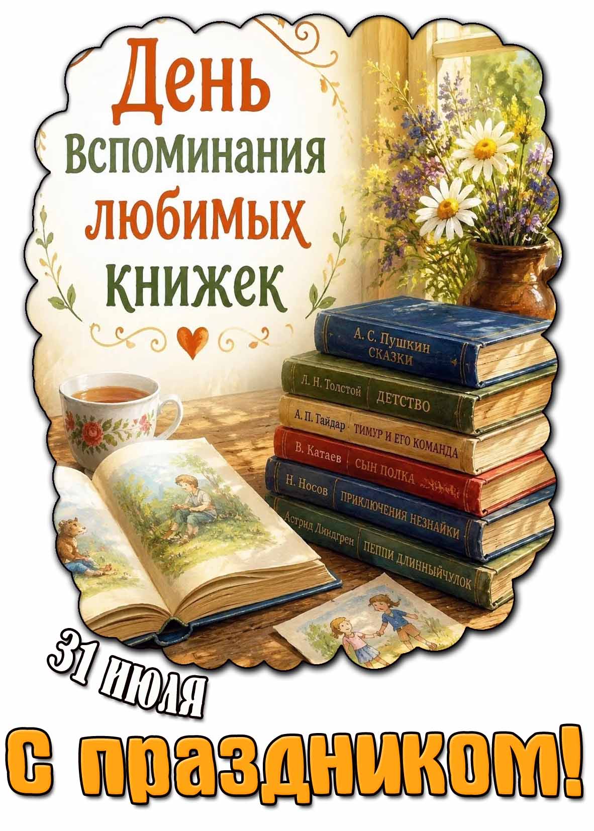 Картинка 31 июля - день вспоминания любимых книжек! С праздником!