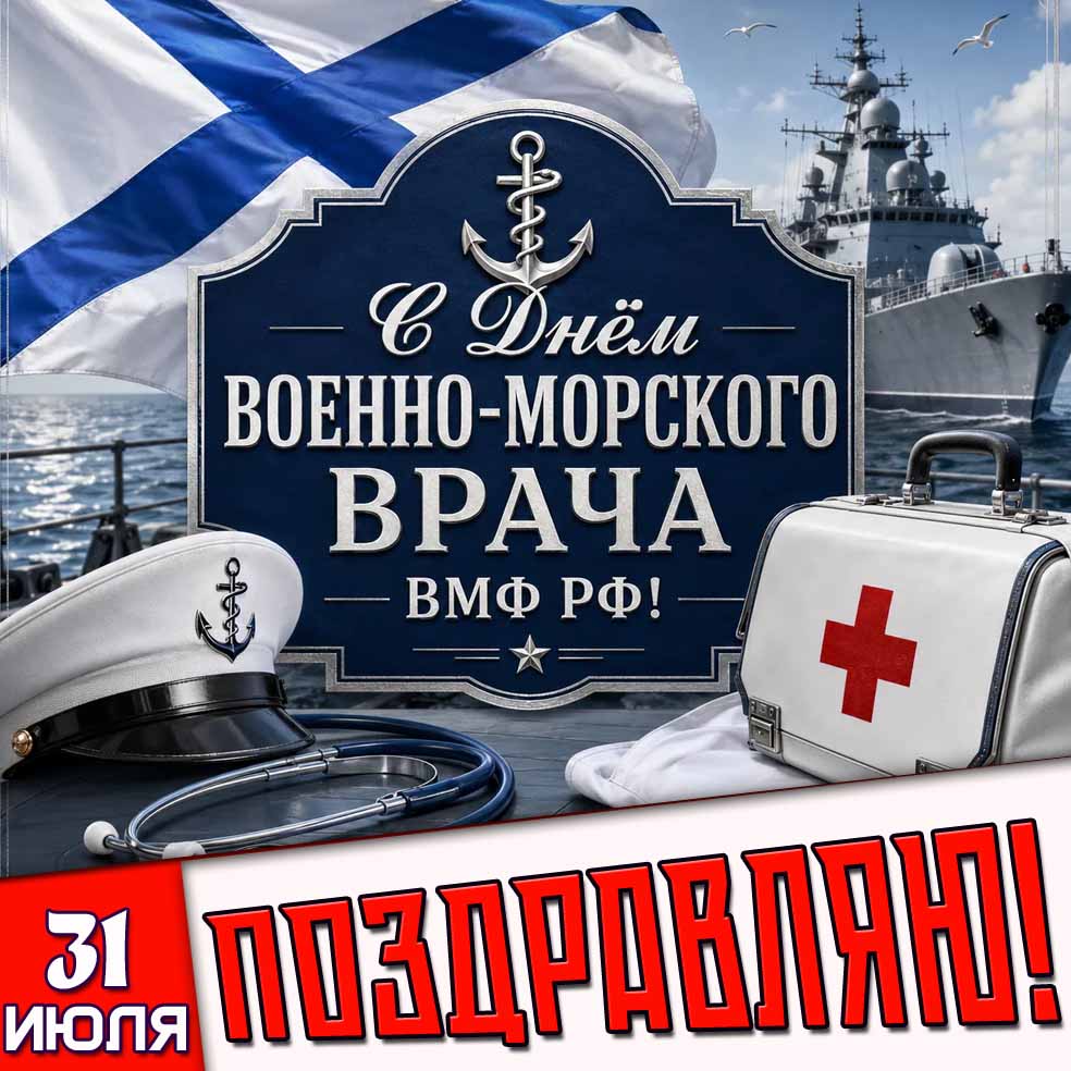 Картинка 31 июля - с днём военно-морского врача ВМФ РФ! Поздравляю!
