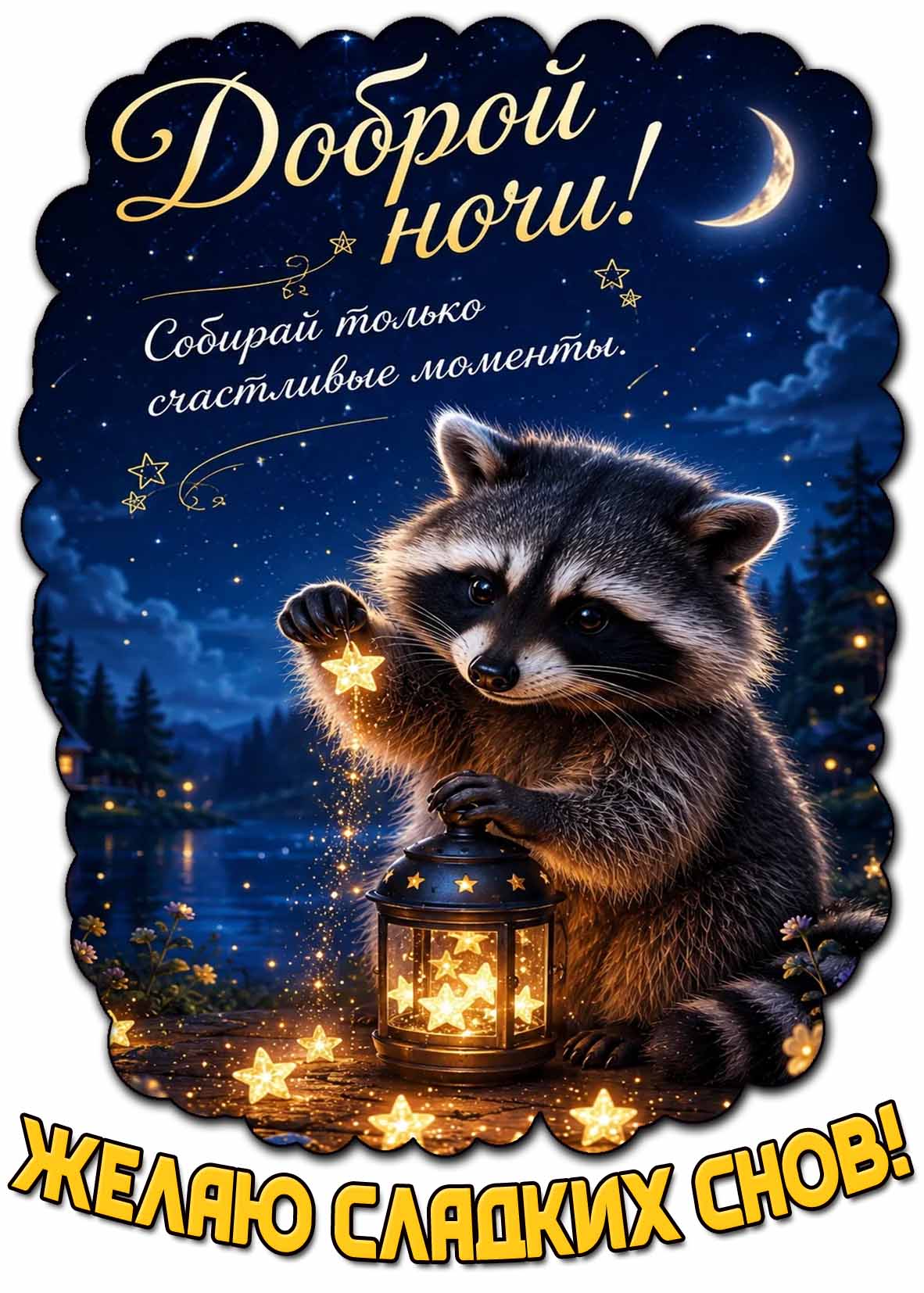 Картинка "Доброй ночи! Собирай только счастливые моменты! Желаю сладких снов!"