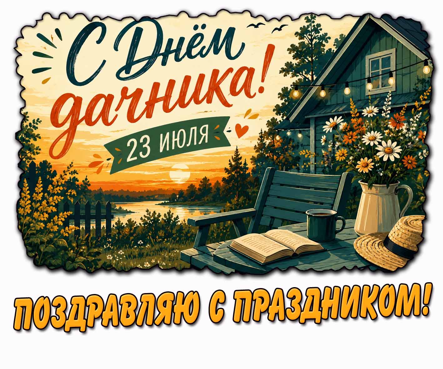 Картинка "С днём дачника! Поздравляю с праздником!" - 23 июля