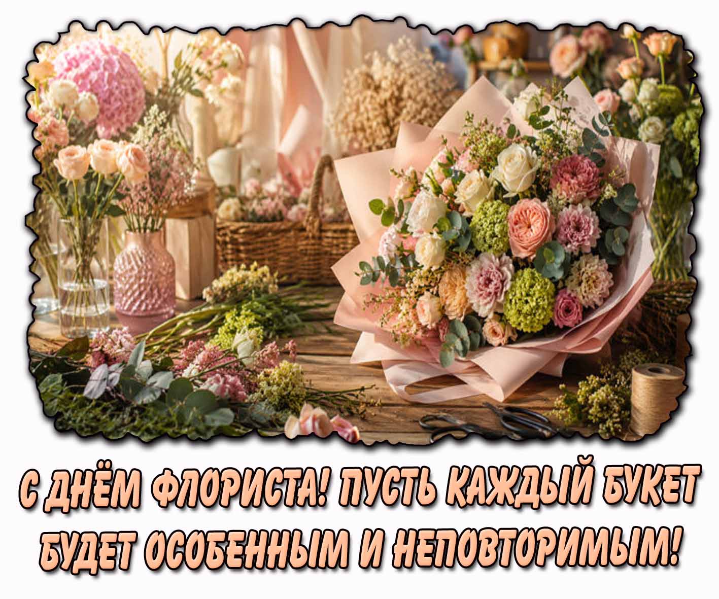 Картинка "С днём флориста! Пусть каждый букет будет особенным и неповторимым!"