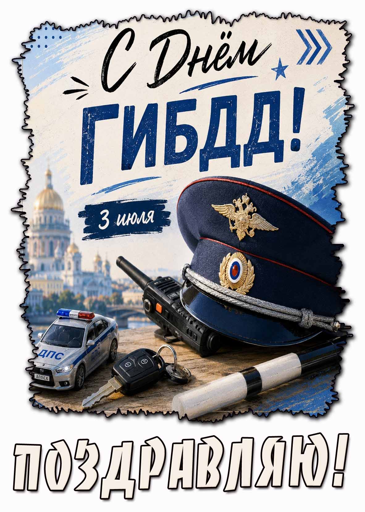 Картинка "С днём ГИБДД! Поздравляю!" - 3 июля