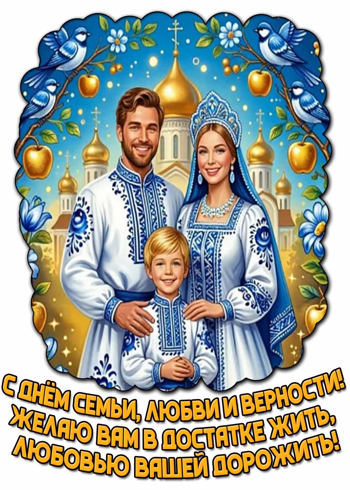 Картинка "С днём семьи, любви и верности! Желаю вам в достатке жить, любовью вашей дорожить!"