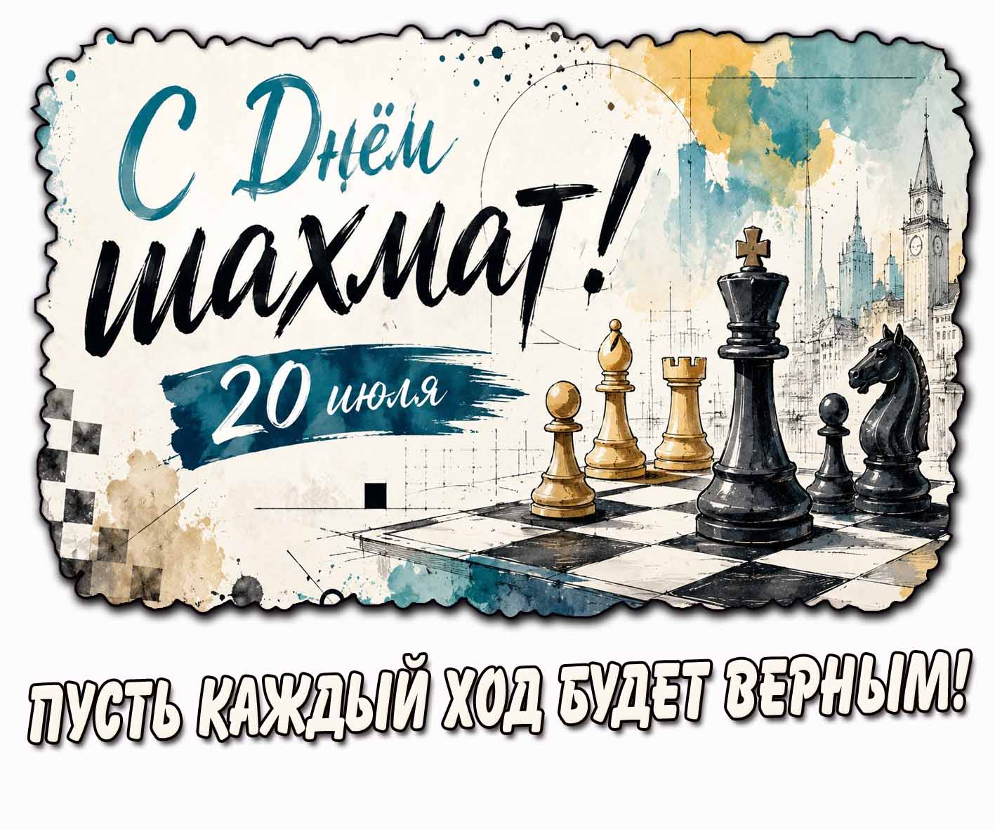 Картинка "С днём шахмат! Пусть каждый ход будет верным!" - 20 июля