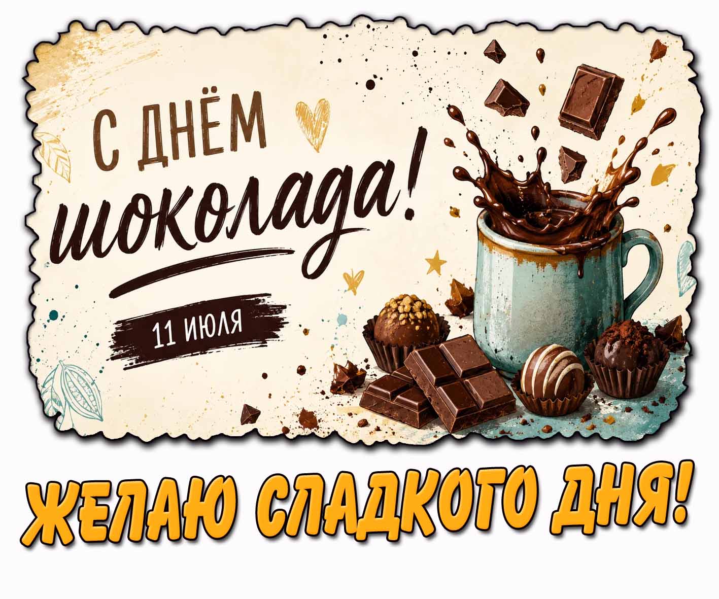 Картинка "С днём шоколада! Желаю сладкого дня!" - 11 июля